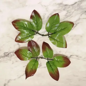 20pcs Verde Artificial Deixa de Casamento Decoração da Casa Rosa Deixa DIY Cortar E Colar Artesanato Falso Flores Plantas Artificiais