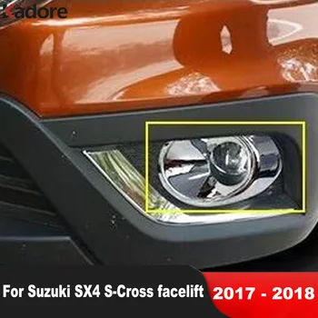Luz de Nevoeiro da frente da Tampa da Lâmpada Guarnição Para o Suzuki SX4 S-Cross facelift 2017 2018 ABS Cromado Carro Acessórios de Cabeça Foglight de Moldagem Guarnições