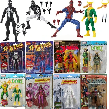 Original Marvel Legends Spideman Veneno Loki Deadpool Figura De Ação Retrô Vintage Estatueta Boneca Colecionável Modelo De Brinquedo Dom Crianças
