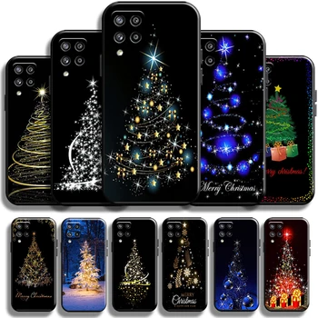 Feliz Natal Árvore de Veado Para Samsung Galaxy M32 M32 5G Caso de Telefone Preto Funda TPU Capa à prova de Choque Soft Shell Carcasa