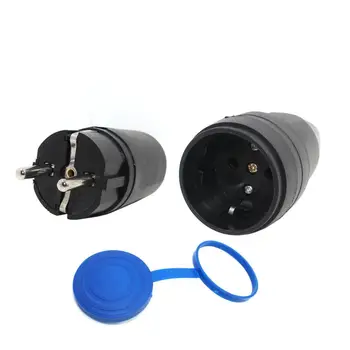 UE IP44 Waterproof o Round 2 pinos de Energia Elétrica do sexo Masculino Schuko Plug Rewireable Tomada do Soquete Adaptador de Extensão do Cabo de alimentação Conector de