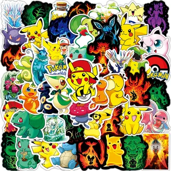 50PCS Novo pokemon Pikachu Adesivos Graffiti Notebook Copo de Água Carrinho Caso Impermeável Anime Adesivos Decorativos