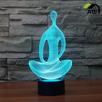 Ilusão 3D Lâmpada Gawell Luz da Noite Meditação Sentada 7 Alteração de Cores,luzes da sala de estar