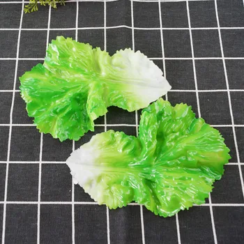2pcs de Simulação de Verdes Folhas de Alface Material de PVC Falso Vegetais Modelo Crianças Brincar de faz de conta de Cozinha, Brinquedos, Alimentos Artificiais