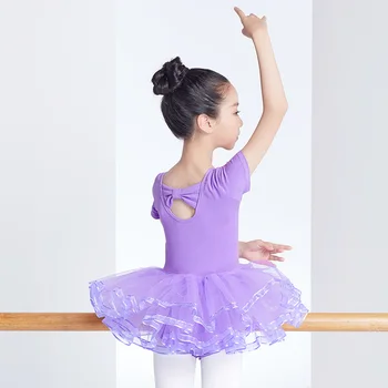 Balé de meninas de vestido de ginástica collant de manga longa dança de salão de vestido curto Ballet tutu desempenho dos filhos terno