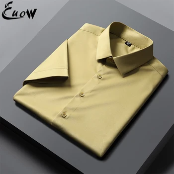 EUOW 2022 Moda Homens de Terno Camisetas de Verão Negócio Formal de manga Curta Tops Slim Respirável, Anti-rugas Vestido de Camisas para Homens