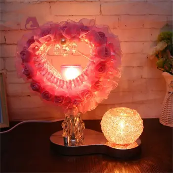 Criativo Decorativo Rosa Abajur Vermelho Quente Casamento Lâmpada De Mesa Do Quarto De Cabeceira De Decoração Do Quarto De Iluminação