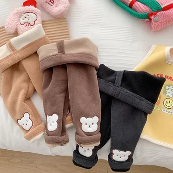 Crianças e bebés' espessado calças quentes no outono e inverno, Crianças e bebês no meio da cintura de calças bonito roupas 3M-4Y
