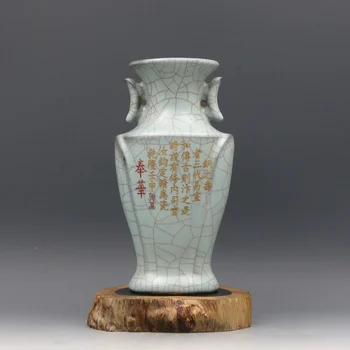 #04 antigo SongDynasty vaso de porcelana,Guan Forno,com Marcador, pintados à Mão, artesanato,Casa, Decoração,coleção & adorno