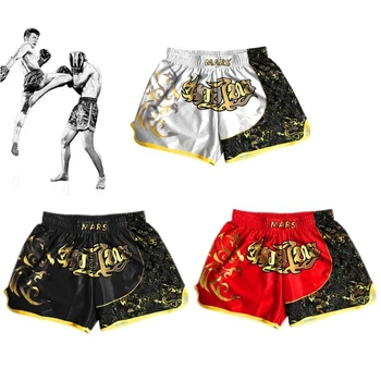 O 2Pcs dos Homens de Calças de Boxe Impressão Shorts MMA Kickboxing Luta de Grappling Curto Tiger Muay Thai, Boxe, Shorts, Roupas de Sanda mma