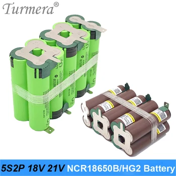 Bateria 5s2p 18650 ncr18650b 6800mah hg2 6000mah 18v 21v soldagem bateria para chave de fenda shura bateria personalizado