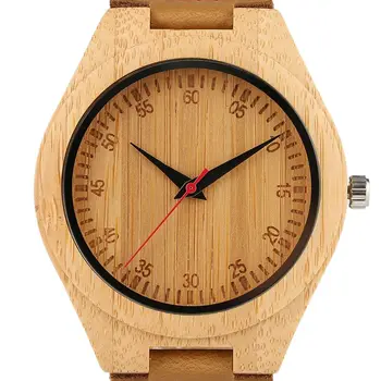 Simples relógio de Pulso de Couro Genuíno de Bambu Pulseira de Mulheres Modernas Natureza Criativa Relógios da Moda Artesanal Presente Analógico Homens relógio