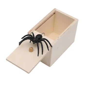 Novo e Estranho Brinquedos Complicado Aranhas Susto Caixa de Madeira Aranhas Horror Medalhão Aranhas Falsificar Aranhas Brinquedos Engraçados