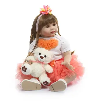 Novo 60CM de Alta Qualidade Renascer a Criança de Princesa Menina Boneca de Silicone Realistas Bebê, Bonecas da menina Boneca bebe Reborn Brinquedos Juguetes