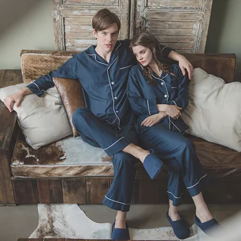 2017 casal de pijama de manga comprida, shorts de algodão versão coreana do lar vestuário de homens e mulheres confortável pijama