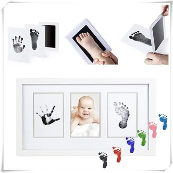 Bebê recém-nascido DIY Mão E Pegada Kit de Almofadas de Tinta Photo Frame Handprint Crianças Lembrança Acessórios Limpa e Segura do Chuveiro de Bebê de Presente