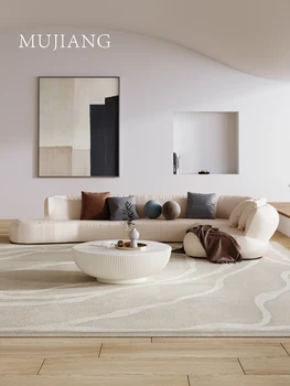 Mujiang sofá de couro moderno, simples sala de estar combinação italiano luz de luxo de primeira camada de couro do sofá de canto Designer