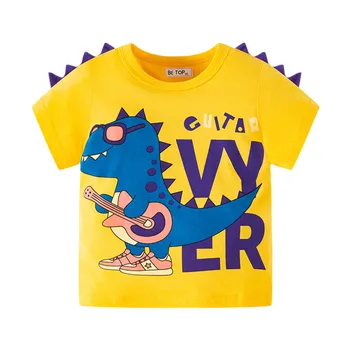 Bebê de Malha Camisa Bonito dos desenhos animados de Dinossauros de Design Tridimensional de Crianças T-Shirt de Algodão Superior