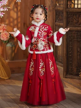 menina de estilo Chinês, engrossado vestido de Ano Novo antigo traje de super fada 2022 novo Tang roupa de inverno estilo