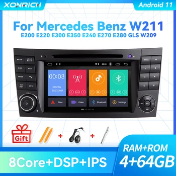 IPS DSP 64G 2 Din Android 11 de DVD do Carro de Multimídia Para a Mercedes Benz classe E W211 E200 E220 E300 (european portuguese) E350 E240 E270 E280CLS CLASSE W219