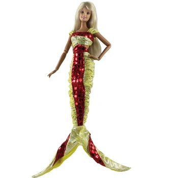 NK 1 peça de Moda de Vestido de Princesa Sereia Cauda DIY Cosplay Roupa para a Boneca Barbie Acessórios 1/6 de Boneca, Vestir-se de Brinquedo