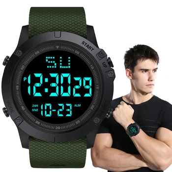 Homens Do Esporte Relógio De Fitness Multifunções Militar Relógio Impermeável Luminoso Digital Garoto Relógios De Grande Dial Aluno Eletrônico Assistir