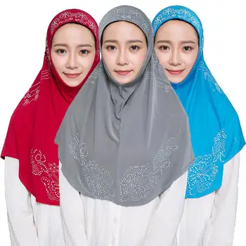 Árabe Mulheres Muçulmanas Hijab Chapéu, Turbante Quente De Perfuração Flor Islâmica Amira Véu De Cobertura Total Lenço Headwear Senhora Caps