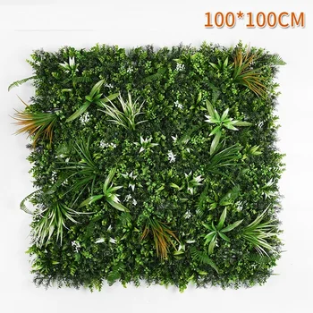 100x100cm Artificial de Plantas de Flor de Parede de Plástico Verde Plantas Gramado Casamento de Jardim de Casa Shopping Falso Tropical Decoração de Folha de