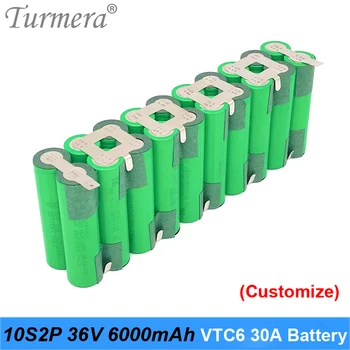 10s 36v da bateria 18650 pack vtc6 10s2p 36v 42v 6000mah de solda bateria para graden ferramenta de bateria da bicicleta personalizada da bateria