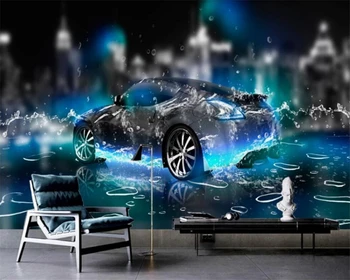 Personalizado 3d papel de parede estéreo desportos subaquáticos carro de sonho, decoração de fundo de parede sala quarto TV pintura de decoração