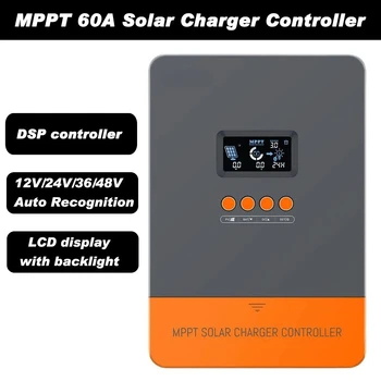 MPPT 60A Carregador Solar Controlador de 12V a 24V, 36V 48V Com Blacklight LCD Regulador Max de Entrada do PV 150VDC Suporte de Bateria de Lítio
