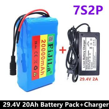 7s2p 24V 20Ah 18650 Bateria li-ion bateria de 29,4 v 20000mAh Elétrica bicicleta motorizada /bateria de Li-ion com a BMS+ 2A carregador