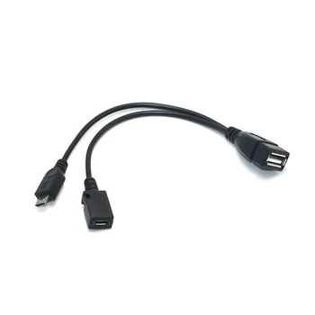 2 Em 1 Adaptador OTG Micro-USB Host de Alimentação Y Splitter USB para micro 5 Pinos Macho Fêmea do Cabo Para Telefone Android Acessórios