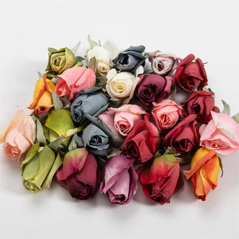 30pcs Seda Artificial Tulip Cabeças de Flores Para Casamento Festa de Casa, Decoração DIY Scrapbooking Artesanal Falso Rose bud Flores