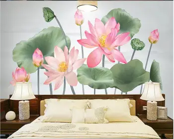 Personalizado com foto 3d papel de parede mural na parede de tinta Chinês paisagem flor de lótus decoração de casa foto de papel de parede na sala de estar
