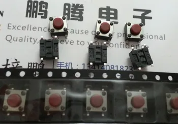 10PCS/lot Importados de Taiwan fez tact switch 6*6*5 botão do micro-interruptor do SMD de 4 metros de fita vermelha