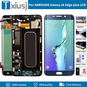 100% Original Super AMOLED de LCD Para SAMSUNG Galaxy S6 Borda e Visor LCD G928 G928F conjunto do Digitador da Tela de Toque