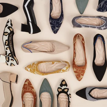 2022 Moda Casual, a Primavera e o Outono Novos Sapatos femininos Pontiagudo Dedo do pé de um Salto Alto de Tecido Cor de Bloqueio Confortável OL Suburbano de Sapatos