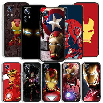 Marvel Homem de Ferro Caso de Telefone Para Xiao Mi 12X DE 12 11T 11i 11 10T 10S 10 9T 9 SE Lite Pro Ultra Nota 10 Capa Preta