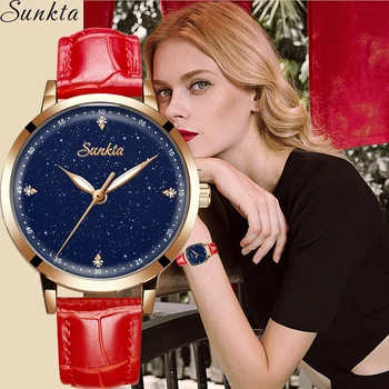 Novo SUNKTA Mulheres Relógio de Marca de Luxo Simples de Quartzo Senhora Impermeável relógio de Pulso da Moda Feminina Casual Relógios Relógio reloj mujer