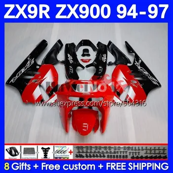 Body Kit Para a KAWASAKI NINJA ZX-9R 900CC ZX-9 R 9R 900 CC 75MC.8 ZX9R 94 95 96 97 vermelho preto ZX900 1994 1995 1996 1997 Carenagem