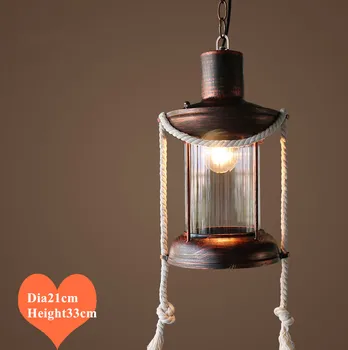 Sudeste da Ásia old-fashioned glass luzes pingente retrô Querosene design de lâmpada E27 LED de ferro lâmpada para escadas&bar e varanda&corredor LDK026