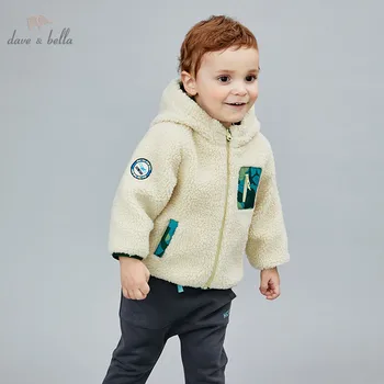 DBX14611 dave bella outono bebê meninos moda dos desenhos animados duplo desgaste bolsos de zíper do casaco crianças tops infantil criança outerwear
