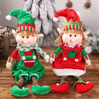 Natal de Pelúcia Perna Elf Boneca Enfeites de Meninos e Meninas Elf Brinquedo Bonecas de Ano Novo Lar Decorações de Natal, Enfeites de Árvore de