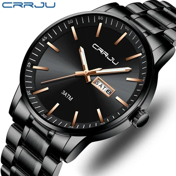 Relógio Masculino 2021 CRRJU Novos Relógios de homens de melhor Marca de Luxo Quartzo Relógio Homens de Aço Pulseira de Relógio à prova d'água