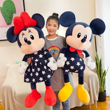 75cm Disney Kawaii Mickey Mouse Boneca de Pelúcia de Pelúcia Boneca Minnie do Brinquedo do Luxuoso dos desenhos animados Anime Aniversário de Xas de Halloween de Presente Para Criança