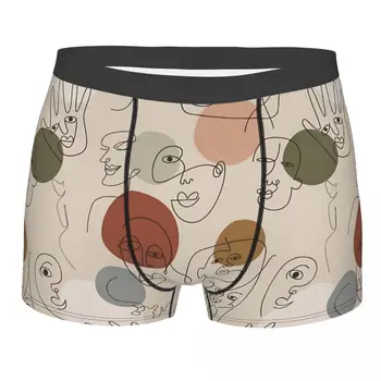 Arte De Linha Minimalista Rostos Cuecas Homme Calcinha Underwear Masculino Confortável Shorts Boxer Briefs