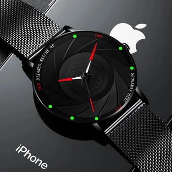 Novo Minimalista Mens Relógios de Moda Ultra Fina Malha de Aço Inoxidável Correia de Pulso de Quartzo Relógio Homens Relógio de Couro relógio masculino