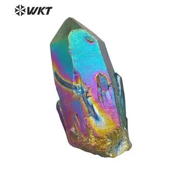 WT-G248 WKT Nova Aura Natural Pedra de Quartzo Com Aquecido Cor Encantadora Banhado a Única Forma de Pedra Para Decoração de Presente de Pedra