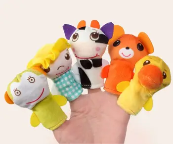 5Pcs Novo Biológica de Animais Dedo de Fantoches Brinquedos de Pelúcia Bonito dos desenhos animados de Animais Boneca de Criança do Bebê Favor Bonecas Contar a História Adereços Brinquedos